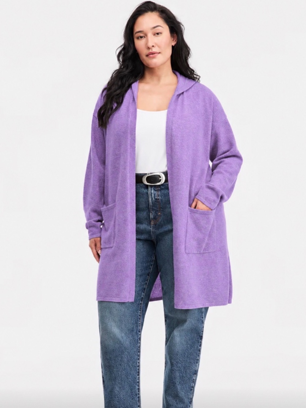 Womenβs Charter Club Luxury 100% Cashmere Open-Front Hooded Cardigan Sweater 3x
